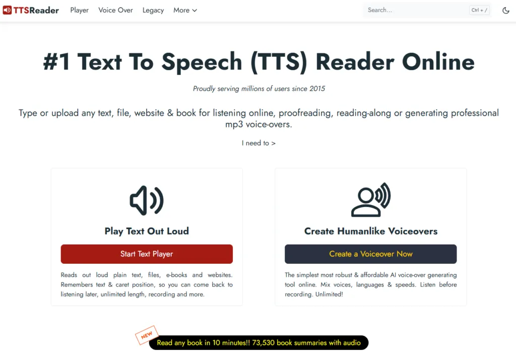Скріншот TTS Reader