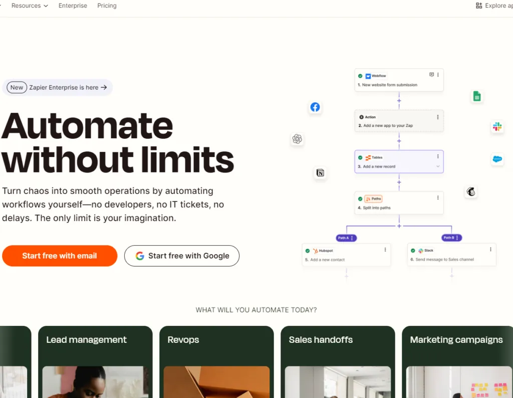 Скріншот Zapier
